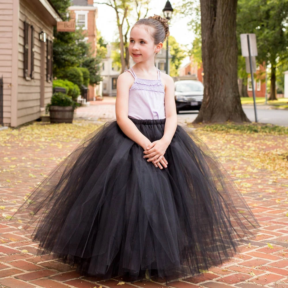 Fluffy Full Length Tutu Skirt for Girls Long Tulle Skirts Kids Ankle Length Tutus Ball Gown for Birthday New Year Costume Girl