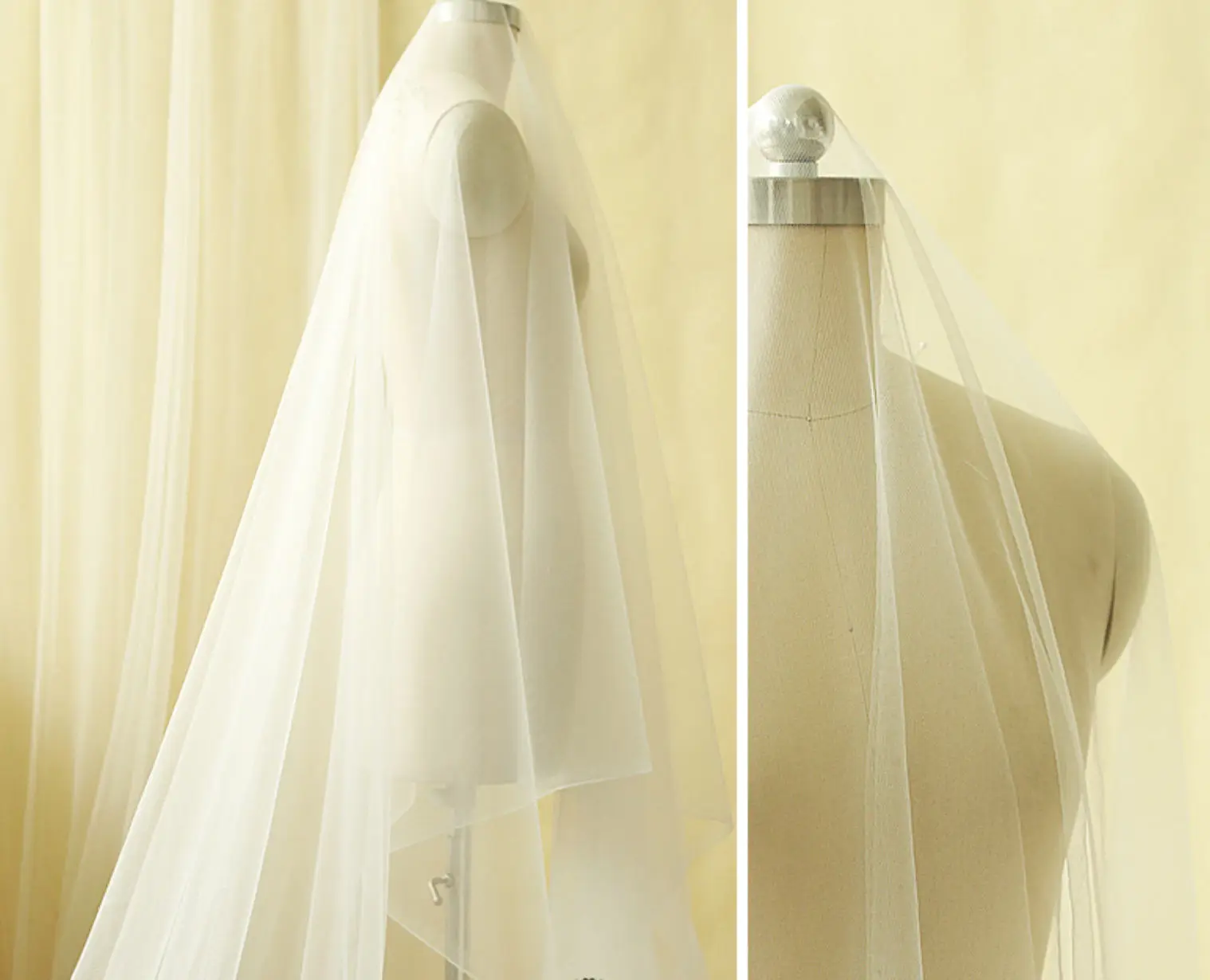 Cut Edge Extra Wide Bridal Veil White / Off White / Ivory / Champagne Wedding Veil