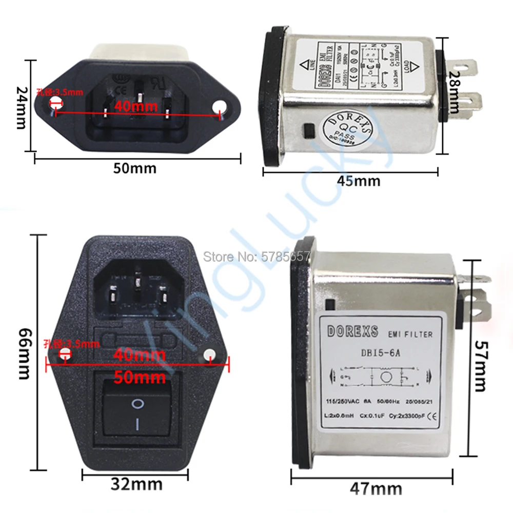 3 in 1 Arcade güç anahtarı filtresi soket sigorta anahtarlama ile 115VAC/250V AC, jetonlu oyun makinesi için