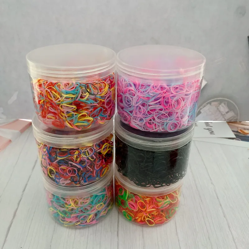 1500pcs/pack Children Colorful Small Disposable Silicone Rubber Bands Elastic Hair Ties For School Baby Hair Rope Gum Wholesale