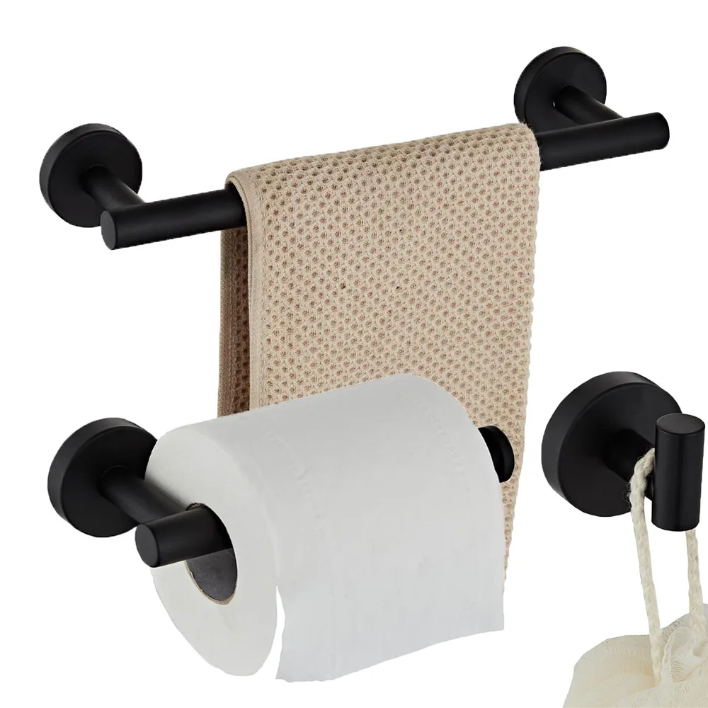 

3PCS Towel Bars Bathroom Towel Hanger Stainless Steel Bathroom Accessories Set Towel Rack Tissue Holder Bar Storage Shelf