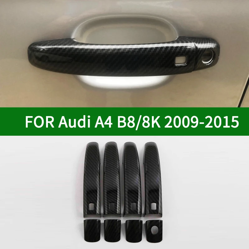 

For Audi A4 B8/8K 2009-2015 4TH carbon fibre pattern car door handle covers trim with keyless 2010 2011 2012 2013 2014