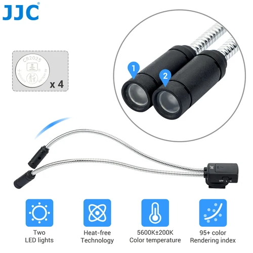 Imagen 2 del producto JJC-luz LED de brazo Macro para fotografía, iluminación con luces de relleno flexibles ajustables de 5 niveles para cámara con lente Macro, fotografía de primer plano