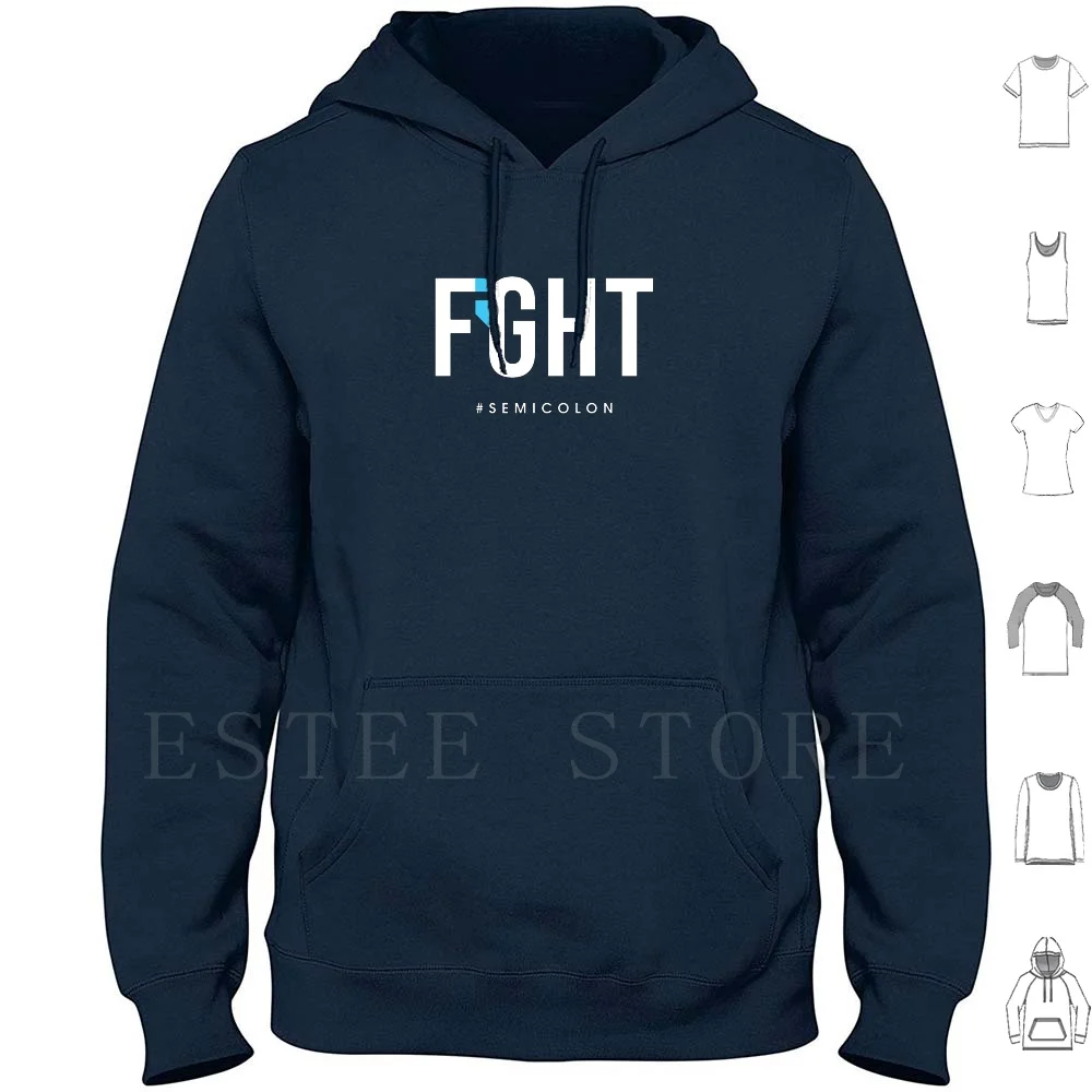 Semicolon Hoodies Long Sleeve Semicolon Fight Mental Health Mental Health Awareness Suicide Suicide Awareness