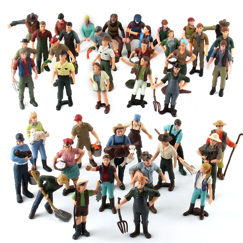 

16pcs/26pcs Simulation Farm Toy Playset Scene Character Model Plastic Static Farmer Model Ornaments DIY For Children Adult Gifts