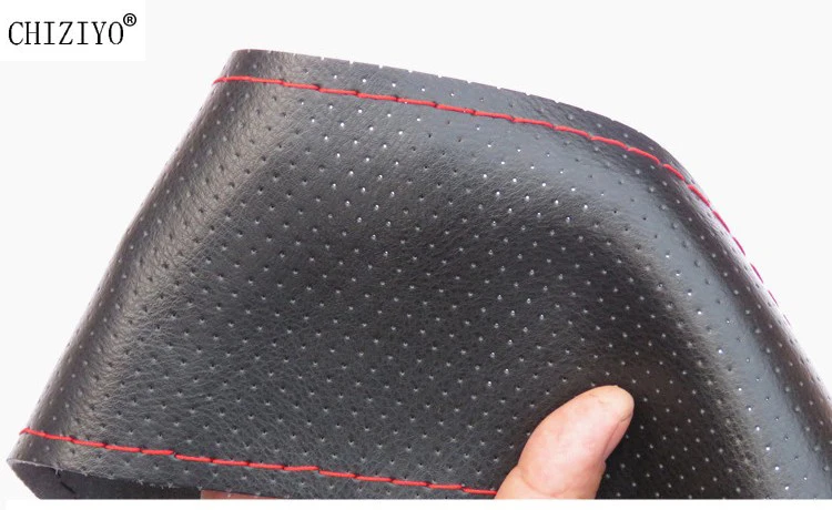 CHIZIYO Big Size 42 45 47 50 cm Soft Anti-slip Genuine Leather Auto Steering Wheel Cover For Trucks Buses Passenger Car