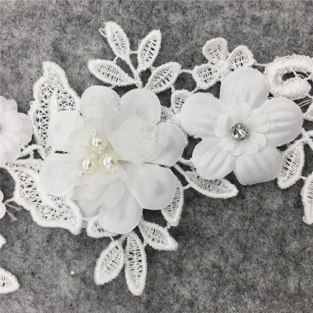 3D three-dimensional flower decoration pearl rhinestone false collar embroidery DIY craft supplies accessories 1 piece for sale