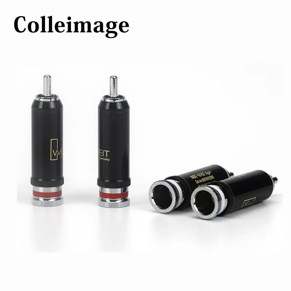 

Colleimage Hifi 4pcs WBT-0102Ag Brass Rhodium Plated RCA plug for audio DVD CD player RCA audio interconnt Cable