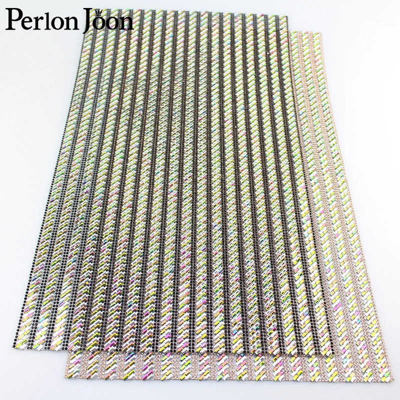 1 Pz 24*40 cm Phantom Color Shine AB Panno di Vetro di Cristallo Pasta Posteriore Hot Fix Colla Strass FAI DA TE Ferro Sul Patch Applique TR110