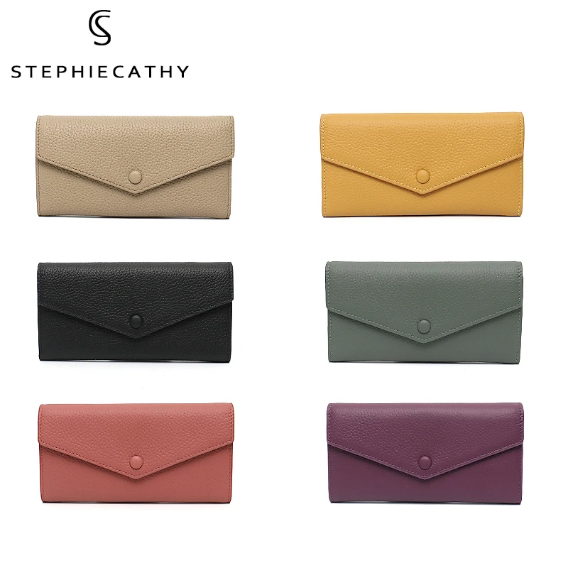 SC Fashion Leather Women Long Wallets New Design Functional Card Holder Clutches Zipper Phone Coin Pocket Cowhide Female Purse