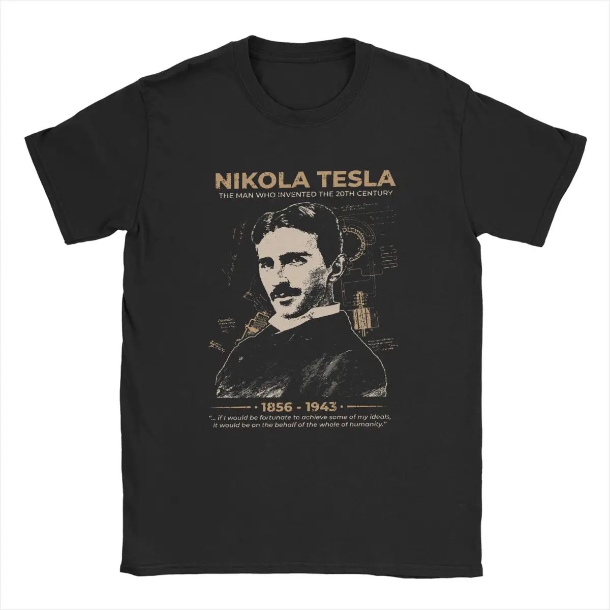 Men\'s Nikola Tesla T Shirt Science Scientists Subject Inventor Physics 100% Cotton Clothing Round Neck Tees Plus Size T-Shirts