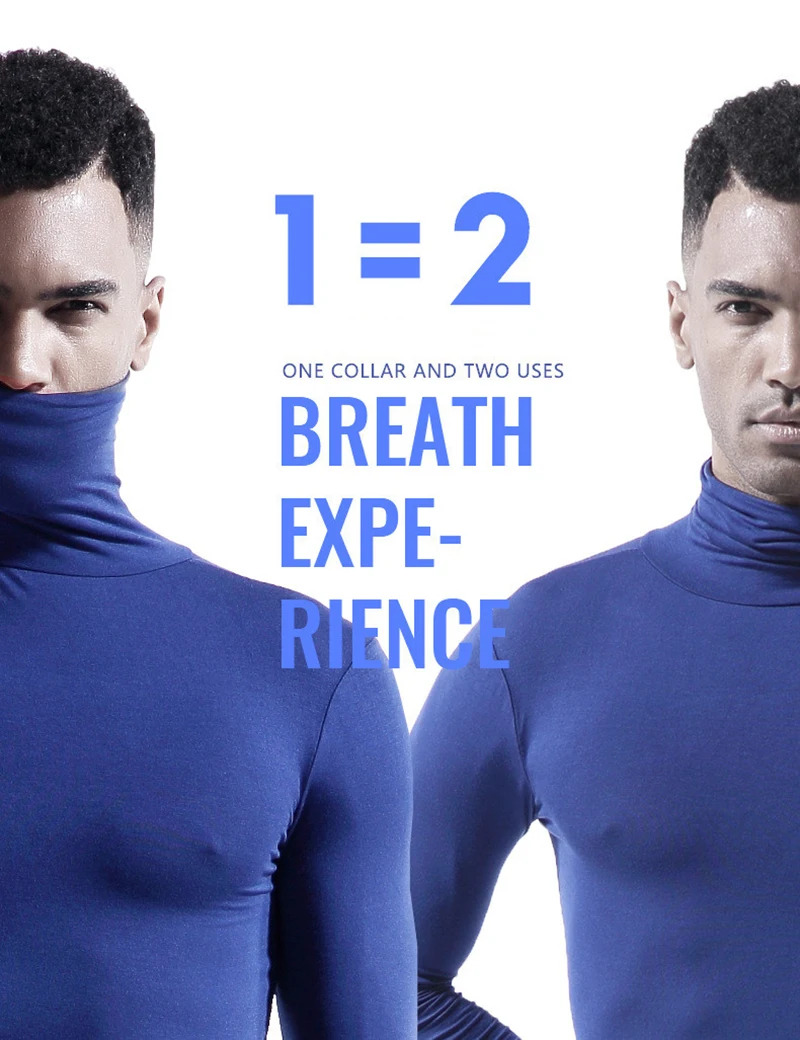 Winter High Collar Rashguard Men\'s Thermal Underwear Men First Layer Man Underwear Shirt Second Skin Men Compression Clothes