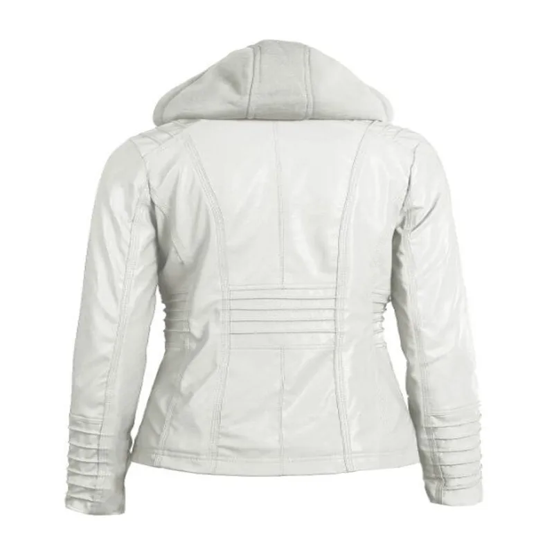 Customizable Hooded Leather Jacket Autumn Winter women's with zipper leather jacket short PU jacket coat Suit Jackets