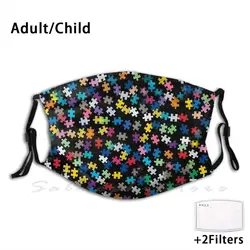 Autism Awareness Puzzle Pattern Funny Print Reusable Pm2.5 Filter Face Mask Autism Autism Awareness Autism Puzzle Puzzle Pattern