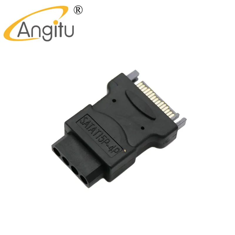 Angitu molex/ideからsata15ピンプラグアダプターコンバーターsataシリアルM-F電源ハードドライブアダプター