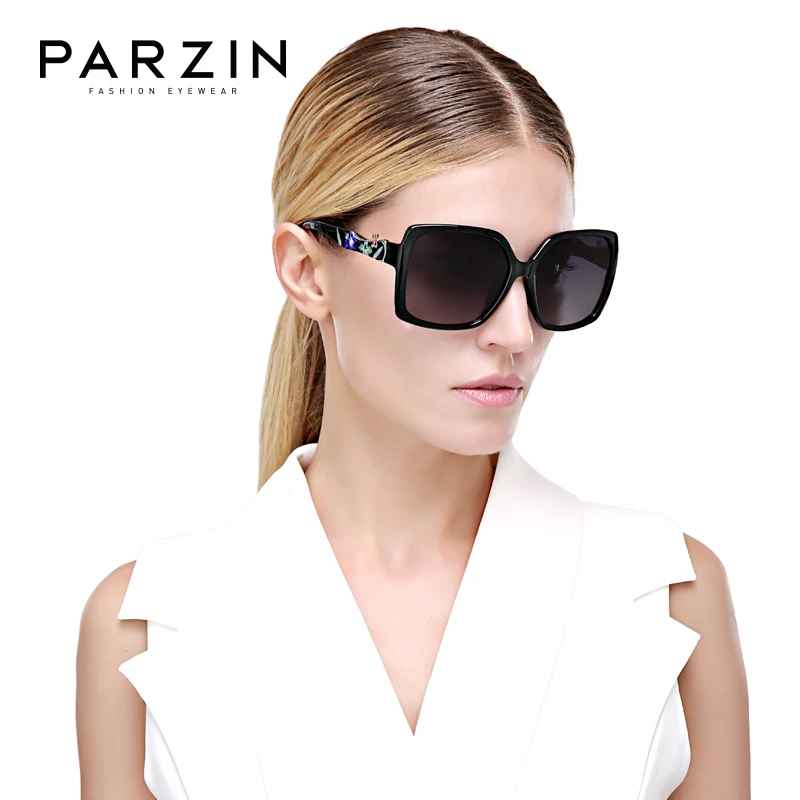 PARZIN Polarized Sunglasses for Women Luxury Elegant Printing Frame Square Vintage Oversized Butterfly Sun Glasses for Driver