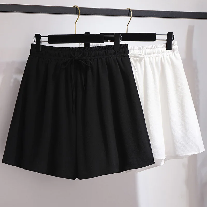 

Plus Size 6XL 150KG Women Chiffon Shorts new arrival casual summer hot sale women shorts Casual Black White Shorts