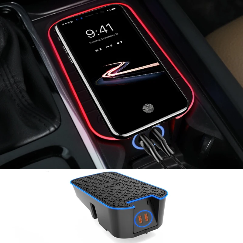 For Volvo S90 XC60 XC90 V90 2016 2017 2018 2019 2020 Car Wireless Charger Box USB Dual Port Fast Charging Phone Charger