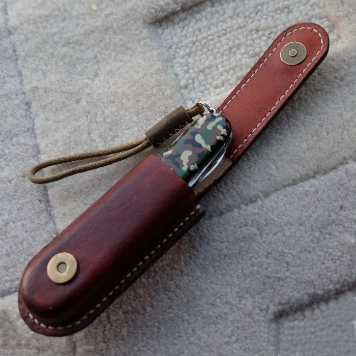 Handmade Leather Case Vegetable Tanned Leather Protective Case for 91mm Swiss Army Knife