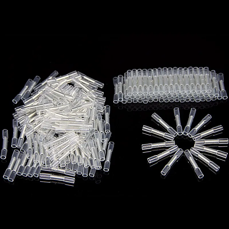 50Pcs White AWG26-24 Heat Shrink Insulated Electrical Wire Crimp Terminals Cable Wire Splice Waterproof Connectors Kit