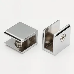 2pcs/lot Square shape chrome finished Zinc Alloy Glass Clamps Shelves Support Bracket Clips For 5 to 12mm glass board
