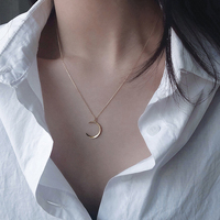 SUMENG 2024 New Fashion Sweet Moon Silver Color Jewelry Temperament Crescent Clavicle Chain Pendant Necklaces For Women