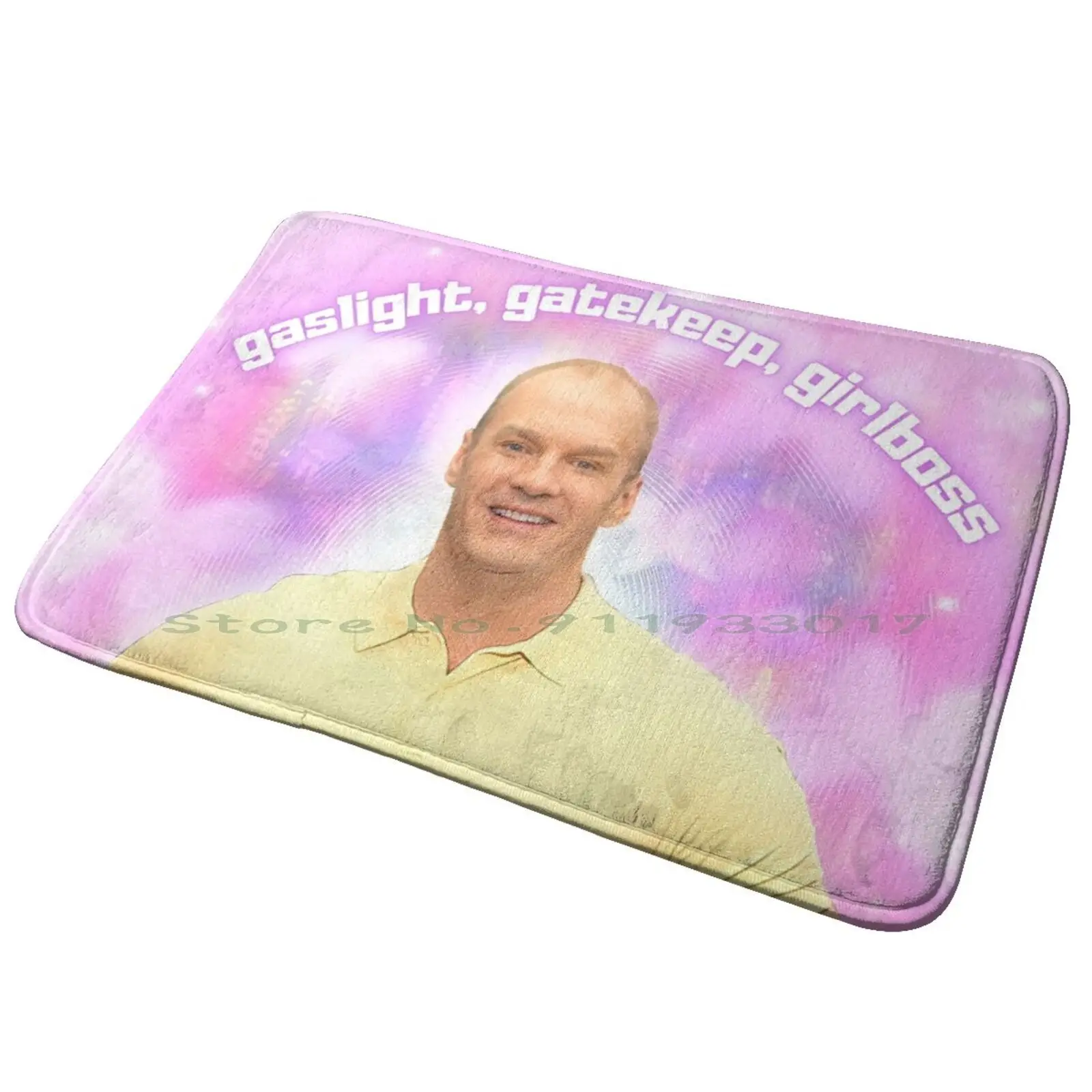 Gaslight , Gatekeep , Entrance Door Mat Bath Mat Rug Gaslight Gatekeep Funny 2000s Bob Duncan College Dorm Internet Culture