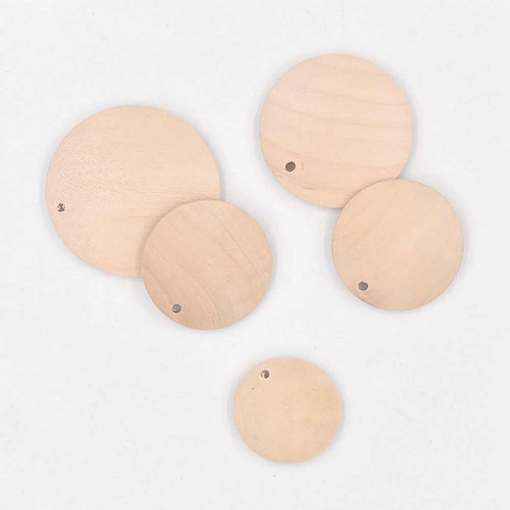 Flat Round Coin Natural Wood 15mm 20mm 25mm 30mm 35mm 40mm 50mm Loose Pendants Beads for DIY Pendant Crafts Jewelry Making