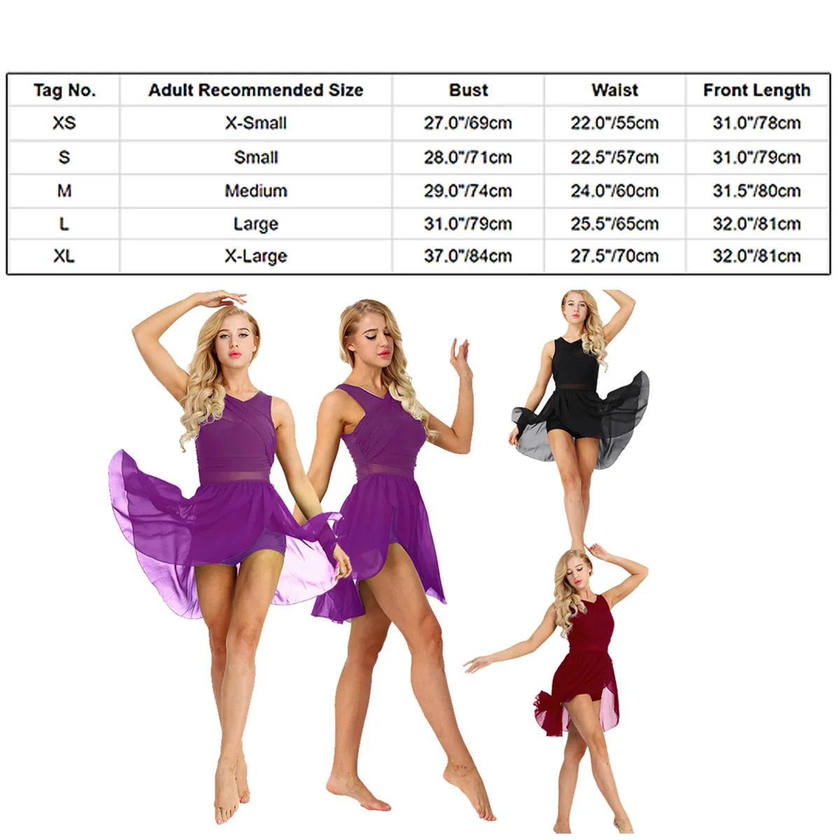 Feminino adulto vestido de dança lírica sem mangas ilusão malha divisão flowy ballet collant saia dancewear