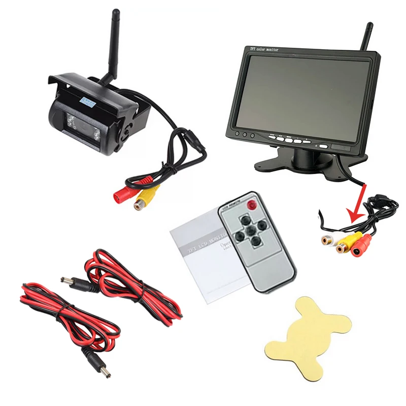 

Wireless 7 inch TFT LCD Rear View Monitor CMOS IR Night Vision Backup Camera Kit Parking System High Quality