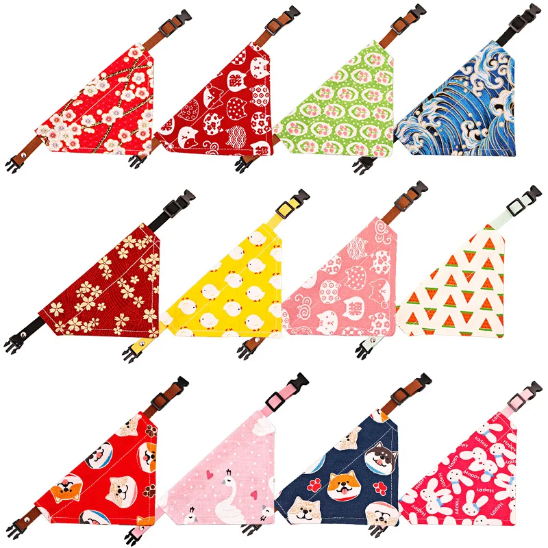 Adjustable Pet Cat Bandana Bibs Dog Collar Tie Necktie Dogs Scarf Rabbit Puppy Cats Triangular Bandage Bow Tie Pet Accessories