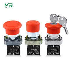 XB2-BS142  XB2-BS442 XB2-BS542 1NC key emergency stop Rotary push button switch 2 position Locking 22mm mushroom head button