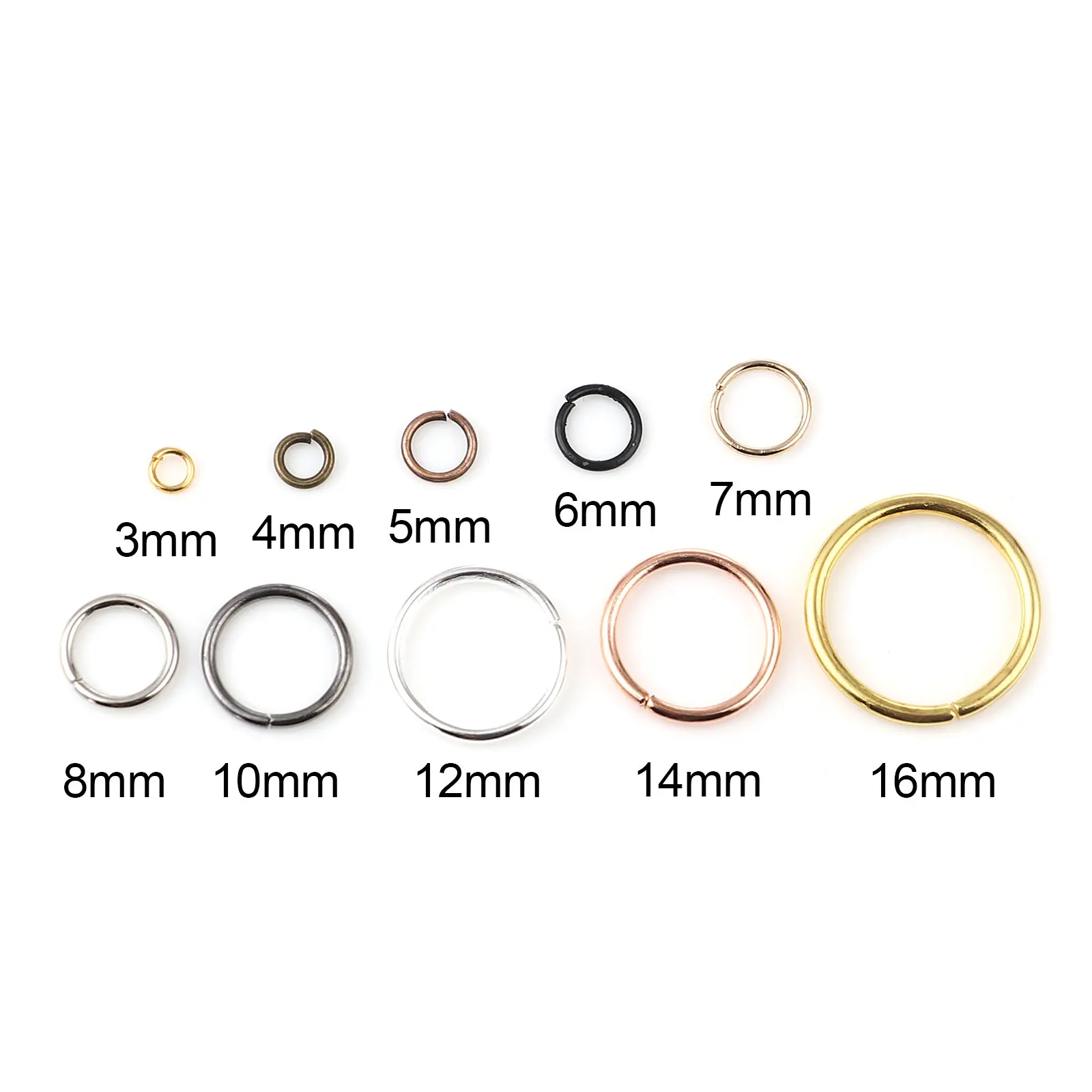DoreenBeads หลายขนาดเหล็กโลหะผสมเปิด Jump ผลการค้นหาแหวนวงกลมแหวนสำหรับทำเครื่องประดับ DIY 3-12mm ,200ชิ้น/เซ็ต