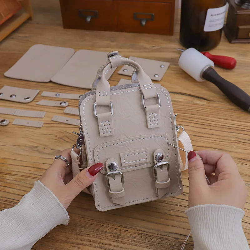 Customized DIY Handmade Messenger Bag Set Hand Stitching Sew Handle Shoulder Strap Woven Bag Material for Women