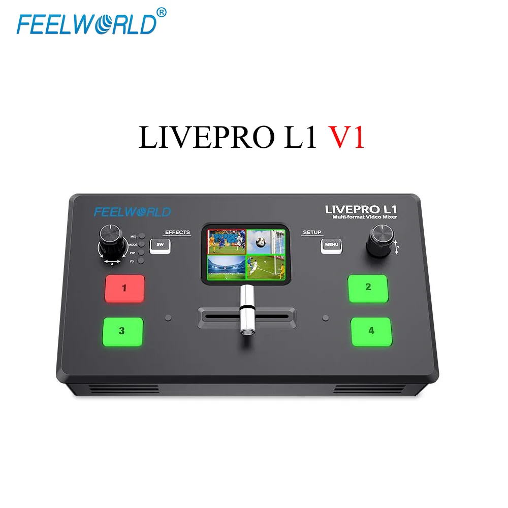 FEELWORLD L1 V1 Video Mixer Switcher 4xHDMI Inputs USB3.0 for Live Streaming