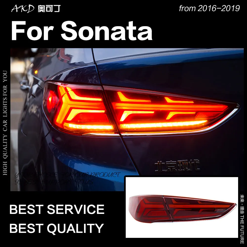 AKD Car Styling for Hyundai Sonata Tail Lights 2016-2019 New Sonata LED Tail Lamp DRL Dynamic Signal Reverse auto Accessories
