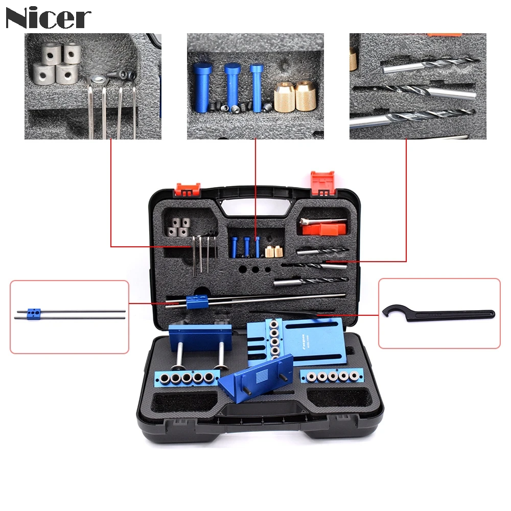 

Hot Sale! 08400 Upgraded Dowelling Jig Set High Precision Woodworking Tool Drill Guide DIY Hole Drilling Locator Tool Kit