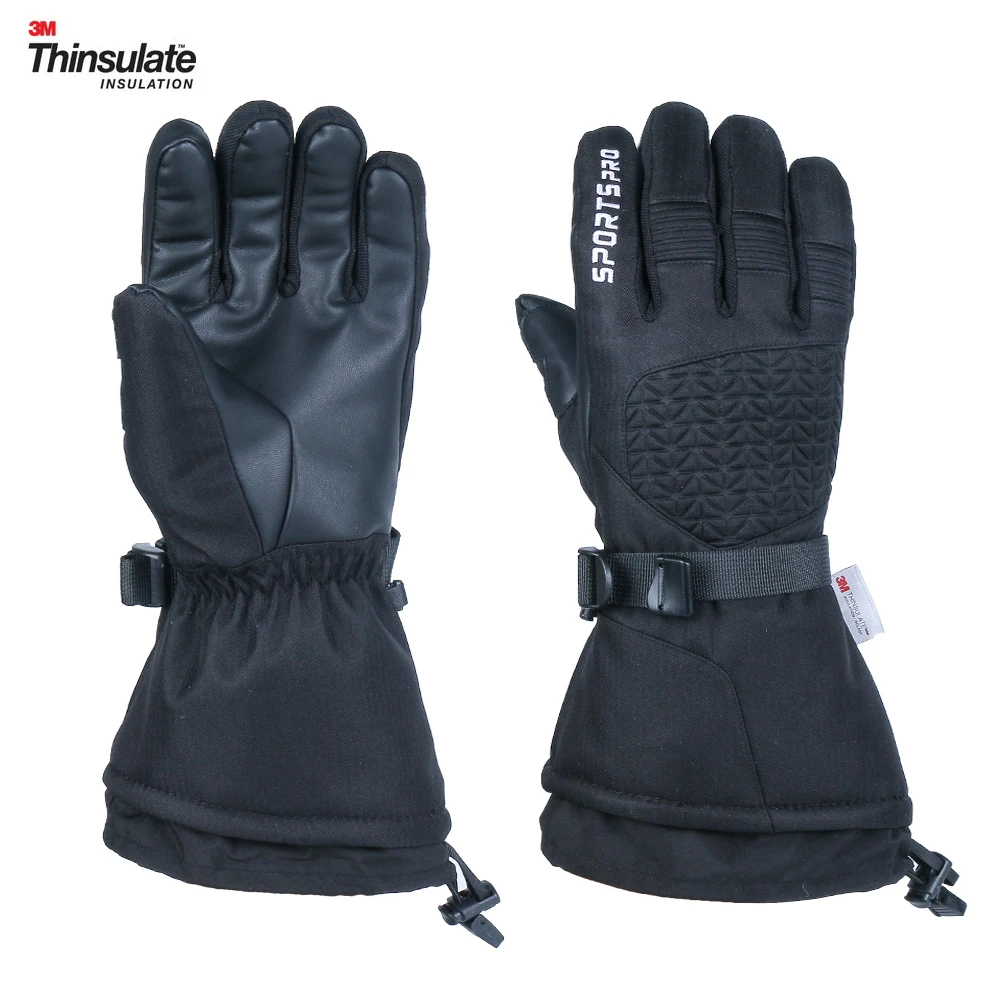 High Quality Winter Ski Snow Gloves Black Men Women 3M Thinsulate Waterproof Thouchscreen Snowboard Snowmobile Gloves