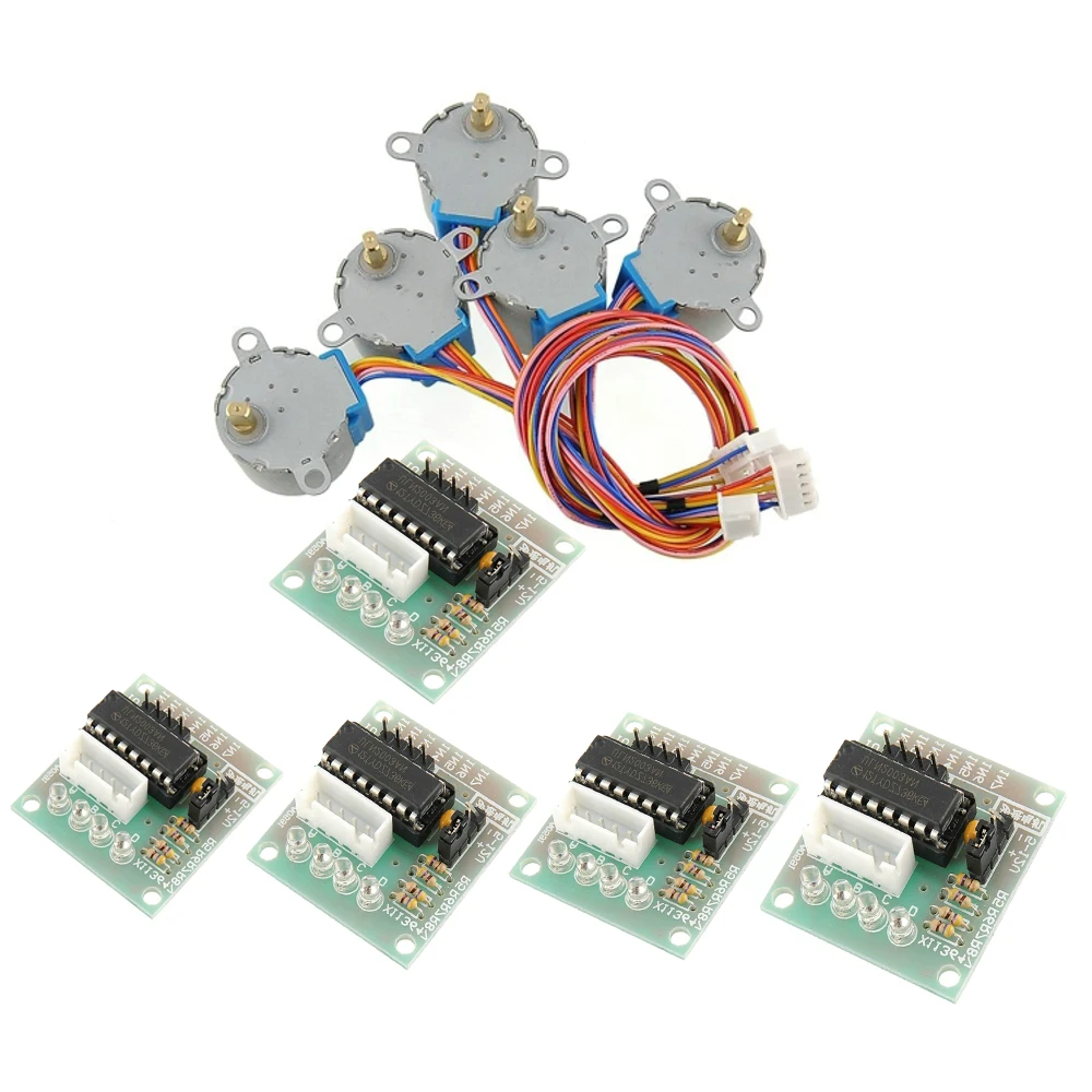 5pcs/lot ULN2003 Driver Test Module Board + DC 5V Gear Stepper Motor 28BYJ-48 For Arduino