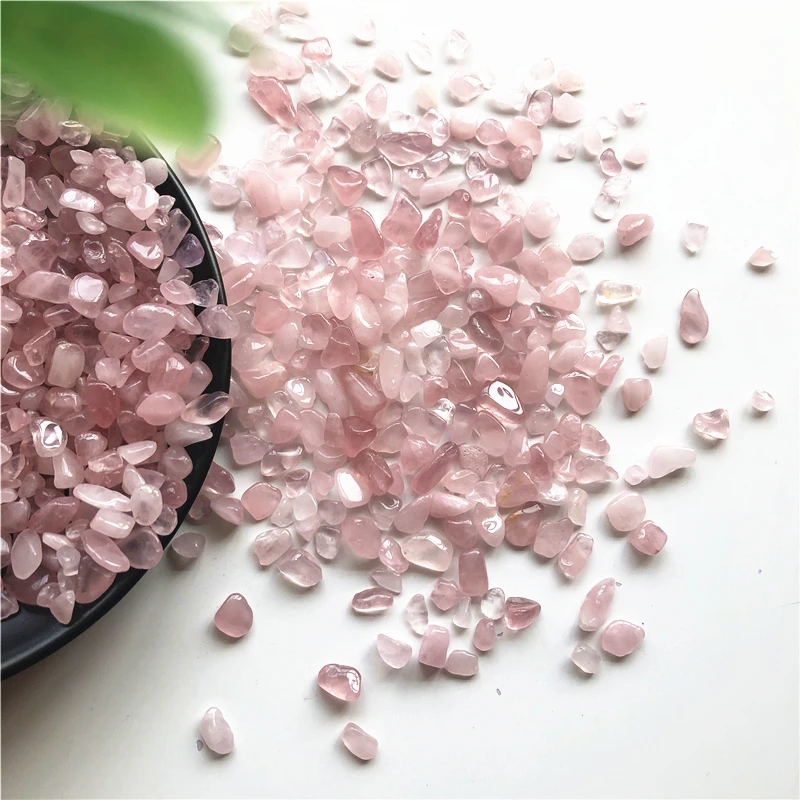 50g 5-7mm Natural Pink Crystal Gravel Rose Quartz Crystal Gravel Stone Rock Chips Lucky Healing Natural Stones and Minerals