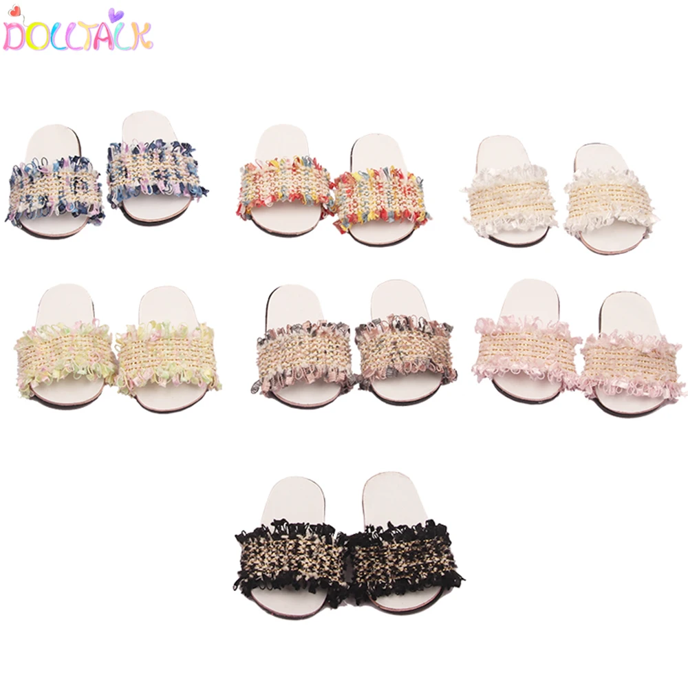 7cm Summer Fashion Flip Flop For 18 Inch American Doll Cute Laciness Shoes Fir 43cm New Born Baby Doll For Russia DIY Dolls Gift