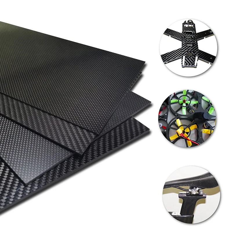 400x500mm Thickness 1 1.5 2 2.5 3 4 5 6 8 10mm Full 3K Carbon Fiber Plate Board Sheet For RC Model  Plain Twill