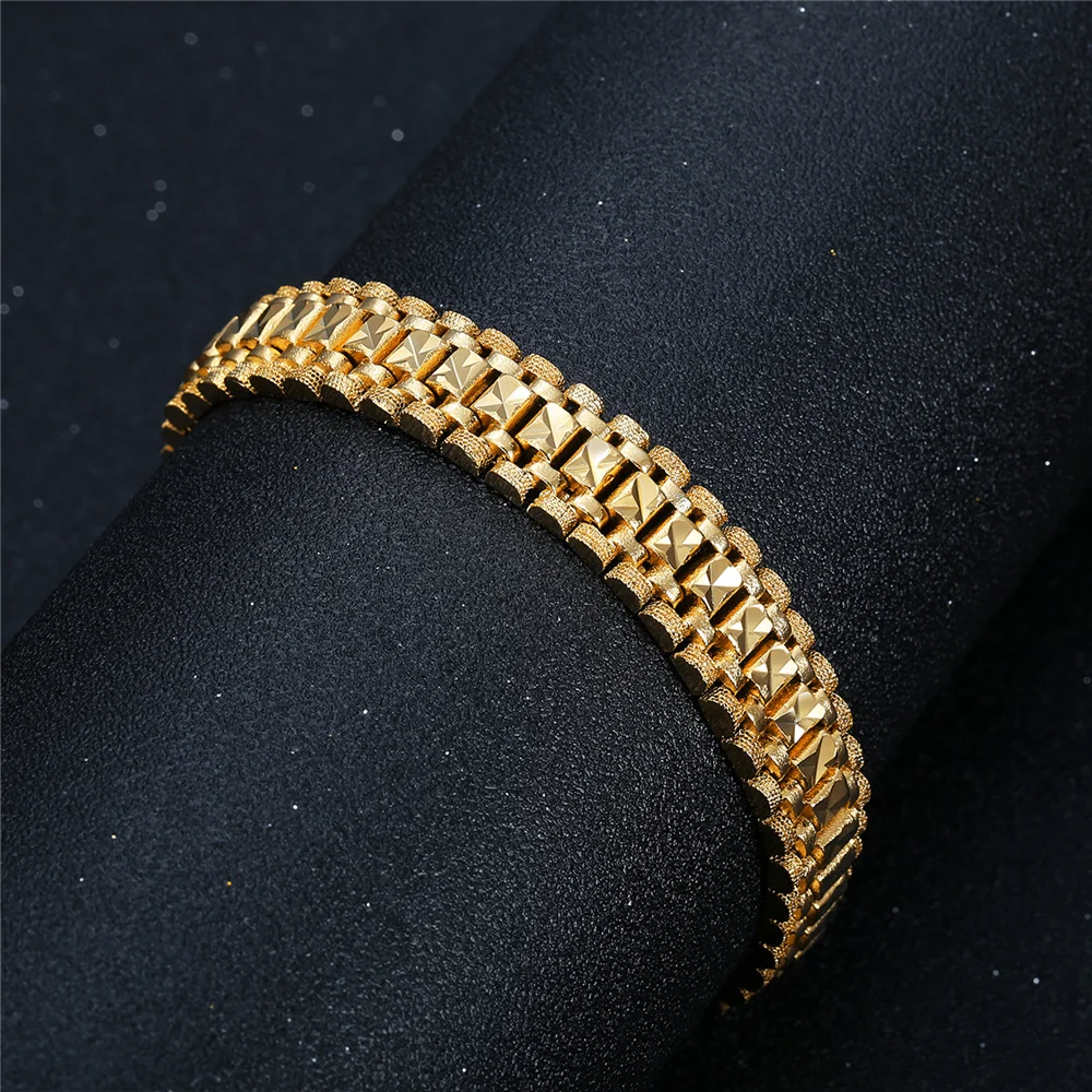 Punk Bracelet 8/12MM Gold Color Chunky Hand Chain Wristband Bracelets Bangle For Men Women Fashion Jewelry Braslet 2021