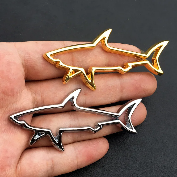 1pcs 3D Metal Car Styling Sticker Hollow Fish Shark Emblem Badge Decals Automobiles Motorcycle Computer Fuel Car Accessories