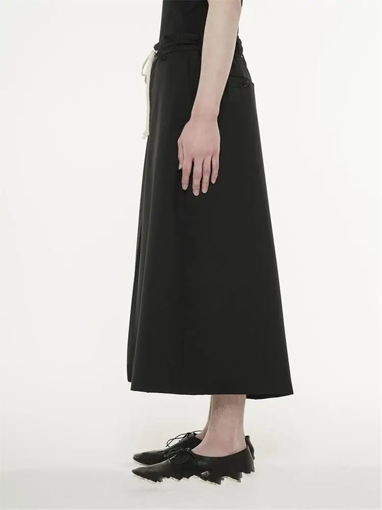 Men's Culottes Casual Pants Wide Leg Pants Spring And Autumn Black New White Rope Fashion Street Personality Plus-Size Clothing