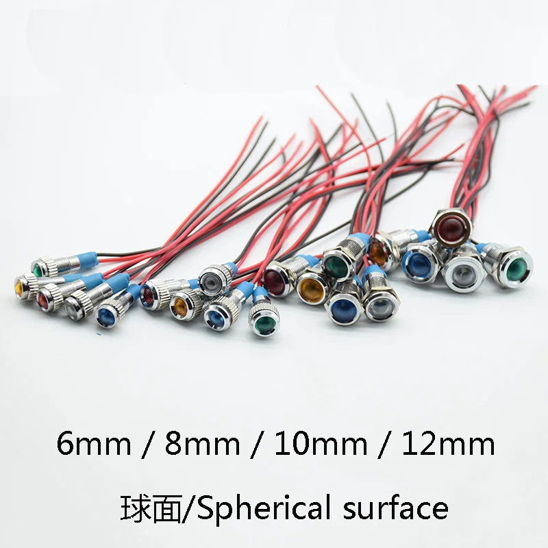 1pc 6mm Waterproof Warning LED Metal Indicator Pilot Light Signal Lamp  6V 12V 24V 220V Machine Car Boat Working PC Power red