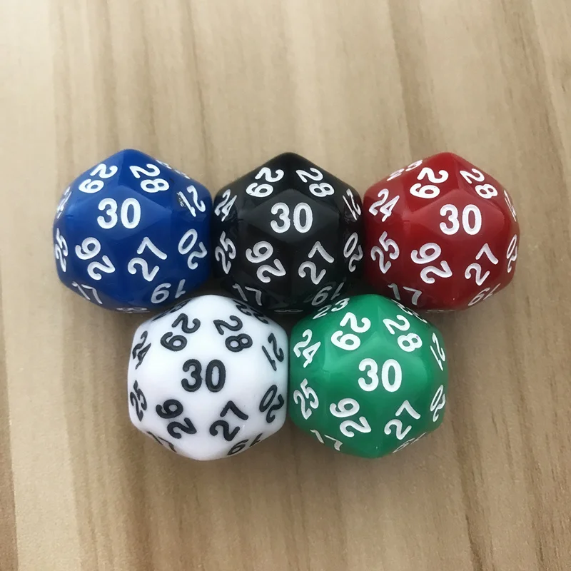 1Pcs/Lot D30 Thirty-surface 25mm Digital Dice Quality Colour Acrylic Rounded Corners Originality Dice Set Entertainment