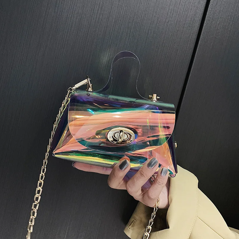 JIULIN 2020 new Fashion Luxury Designer laser trapezoidale piccola borsa quadrata con chiusura a tracolla borsa a tracolla in pelle PU borsa da donna