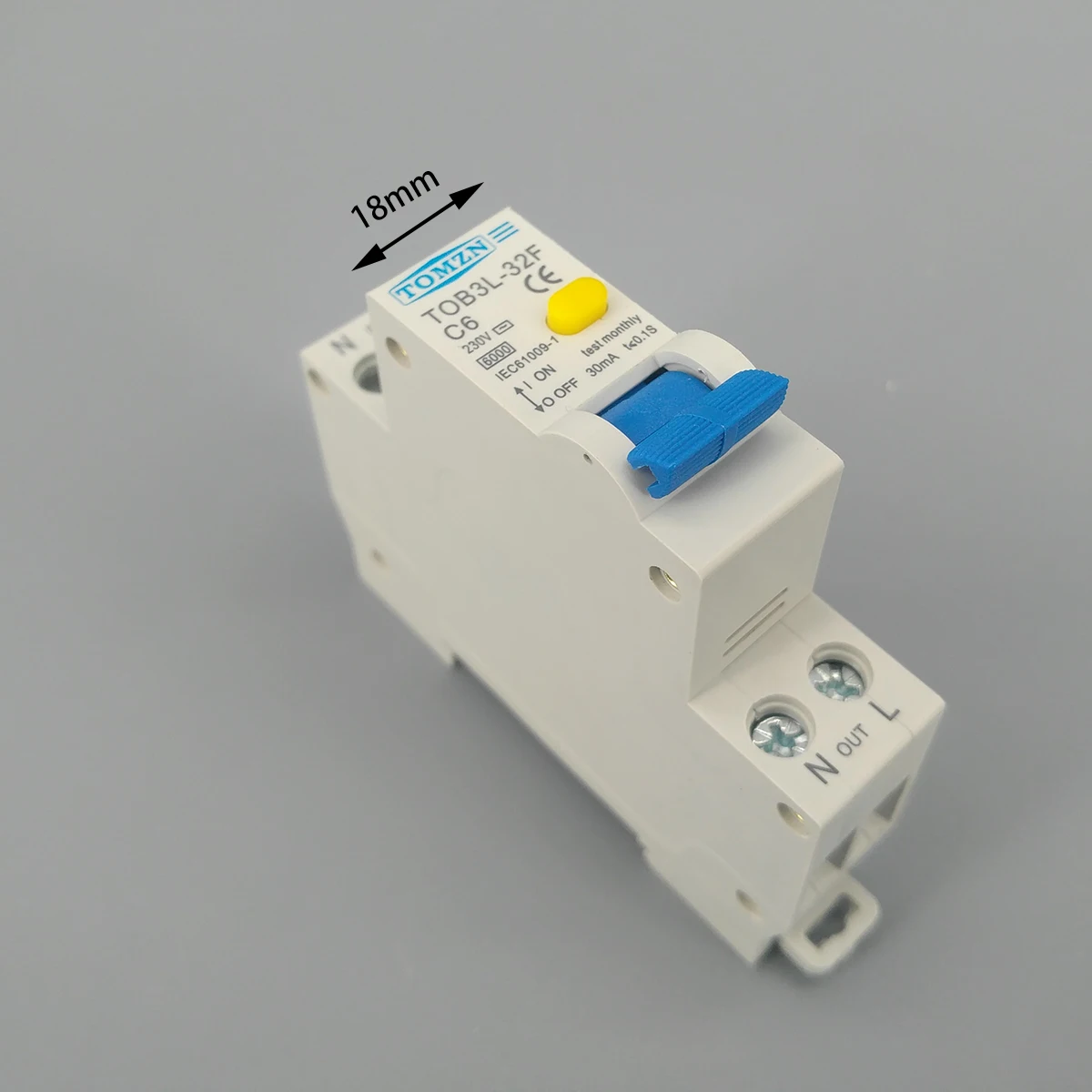 18MM 230V 50/60Hz RCBO 1P+N 6KA Residual current differential automatic Circuit breaker with over current Leakage protection