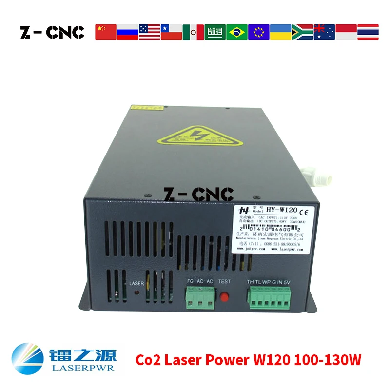 Fuente de alimentación láser Co2, W120, AC90-250V, para tubo láser Co2, 100, 110, 120, 130W, negro, alimentación de Co2, HY PSU